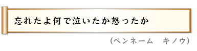 忘れたよ何で泣いたか怒ったか