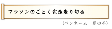 マラソンのごとく完走走りきる