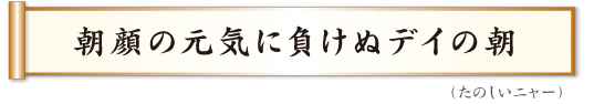朝顔の元気に負けぬデイの朝 たのしいニャー
