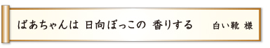 ばあちゃんは 日向ぼっこの 香りする