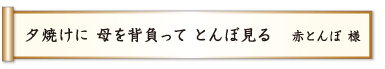 夕焼けに 母を背負って とんぼ見る