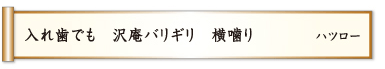 入れ歯でも 沢庵バリギリ 横噛り