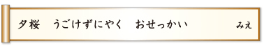 夕桜 うごけずにやく おせっかい