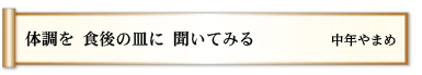 体調を 食後の皿に 聞いてみる