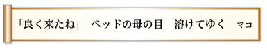 「良く来たね」 ベッドの母の目 溶けてゆく