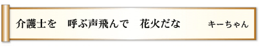 介護士を 呼ぶ声飛んで 花火だな