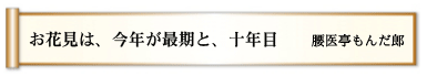 お花見は、今年が最期と、十年目