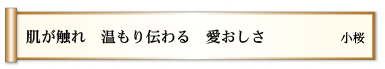 肌が触れ 温もり伝わる 愛おしさ