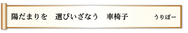 陽だまりを　選びいざなう　車椅子