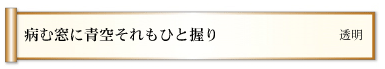 病む窓に青空それもひと握り