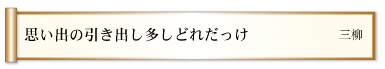 思い出の引き出し多しどれだっけ