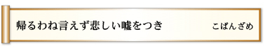 帰るわね　言えず悲しい　嘘をつき