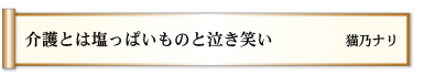 介護とは　塩っぱいものと　泣き笑い