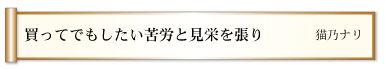 買ってでもしたい苦労と見栄を張り