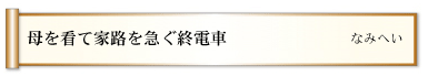 母を看て家路を急ぐ終電車