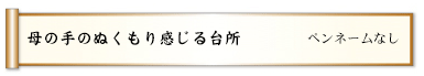 母の手のぬくもり感じる台所