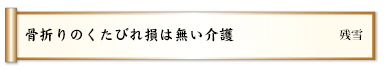 骨折りのくたびれ損は無い介護