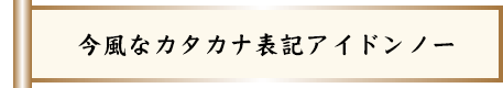 今風なカタカナ表記アイドンノー